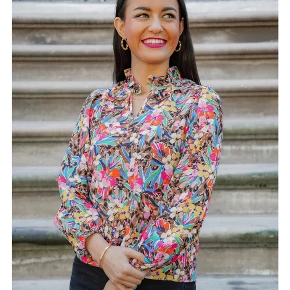 THML Floral Animal Print Long Sleeve Top NEW gorgeous - Picture 6 of 11